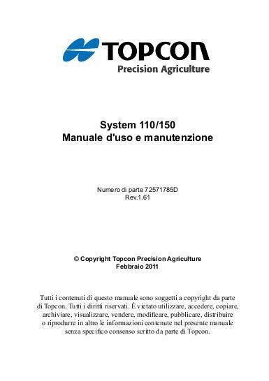 AGCO Topcon Precision Agriculture System 110 150 Operator Manual 72571785D Italian