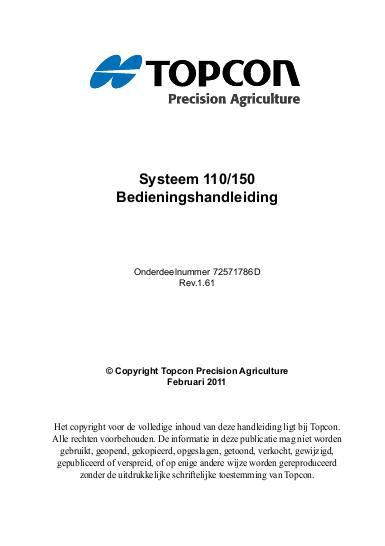 AGCO Topcon Precision Agriculture System 110 150 Operator Manual 72571786D Dutch
