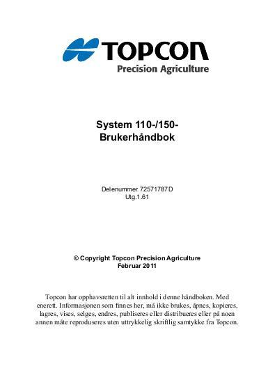 AGCO Topcon Precision Agriculture System 110 150 Operator Manual 72571787D Norwegian