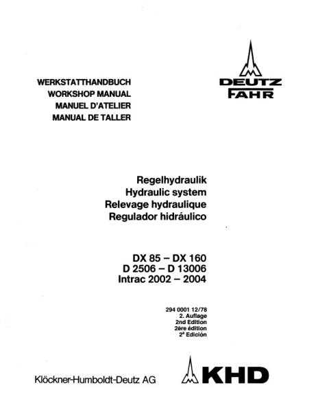 AGCO Tractor Hydraulic System (section, various models) Service Manual 2940001 Multiple