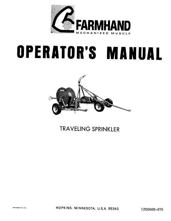 AGCO Traveling Sprinkler (1970) Operator Manual 1PD3803670 English