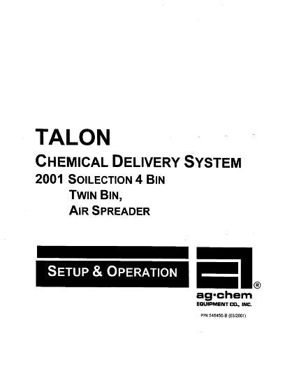 AGCO Twin Bin Four Bin Talon Air Spreader Soilection (system, 2001) Operator Manual AG546450 English