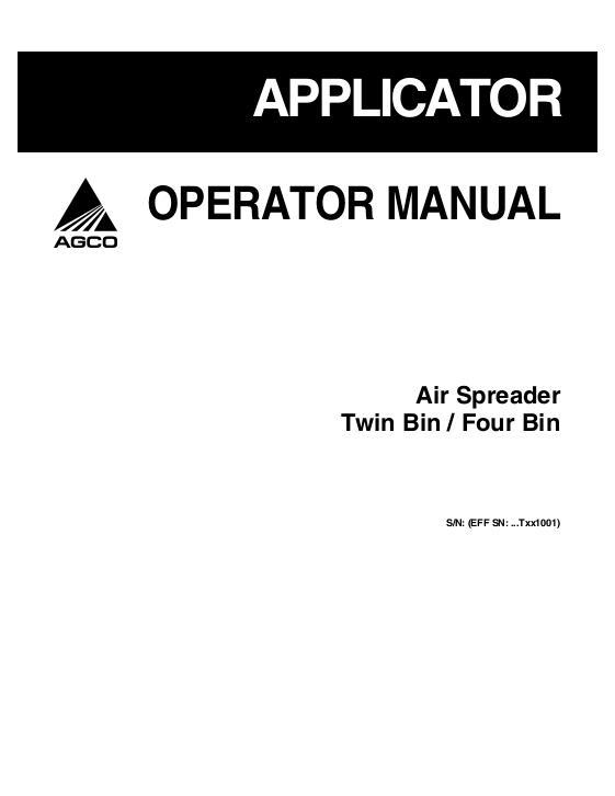 AGCO Twin Bin Four Bin TerraGator (system eff sn Txxx1001, 2008) Operator Manual 515078D1A English