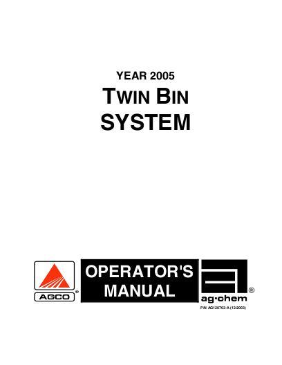 AGCO Twin Bin System (system, eff sn Pxxx1001, 2005) Operator Manual AG128703 English