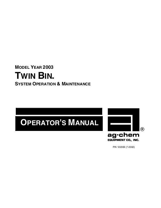 AGCO Twin Bin (system, 2003) Operator Manual AG122359 English