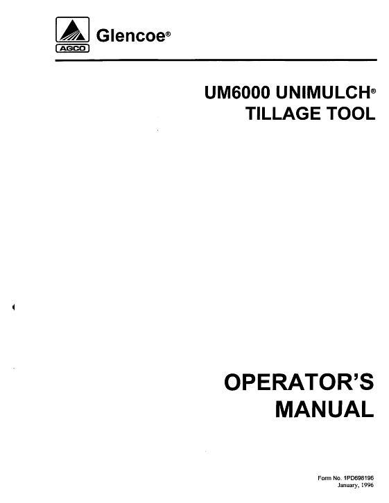 AGCO UM6000 Unimulch (1996) Operator Manual 1PD698196 English