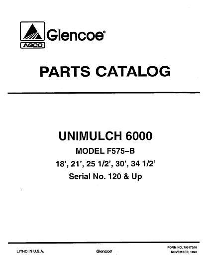 AGCO UM6000 Unimulch (1996) Parts Book 79017246 English