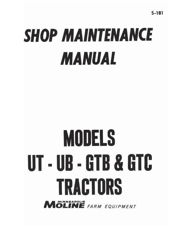 AGCO UT UB GTB GTC Tractor Service Manual S-181 English