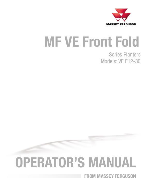 AGCO VE F12-30 Planter Operator Manual ACX3481050 English