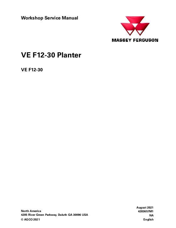 AGCO VE F12-30 Planter (packet) Service Manual 4283657M1 English
