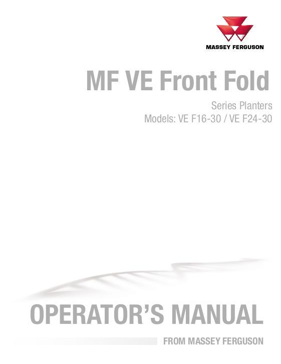AGCO VE F16-30 F24-30 Planter Operator Manual ACX3481060 English