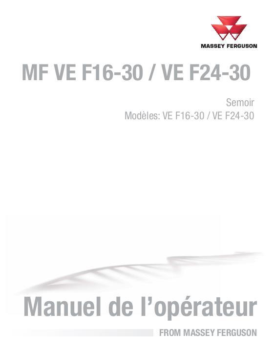 AGCO VE F16-30 F24-30 Planter Operator Manual ACX3481090 French