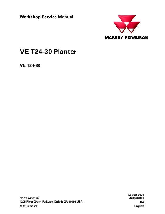 AGCO VE T24-30 Planter (packet) Service Manual 4283661M1 English