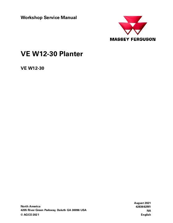 AGCO VE W12-30 Planter (packet) Service Manual 4283662M1 English