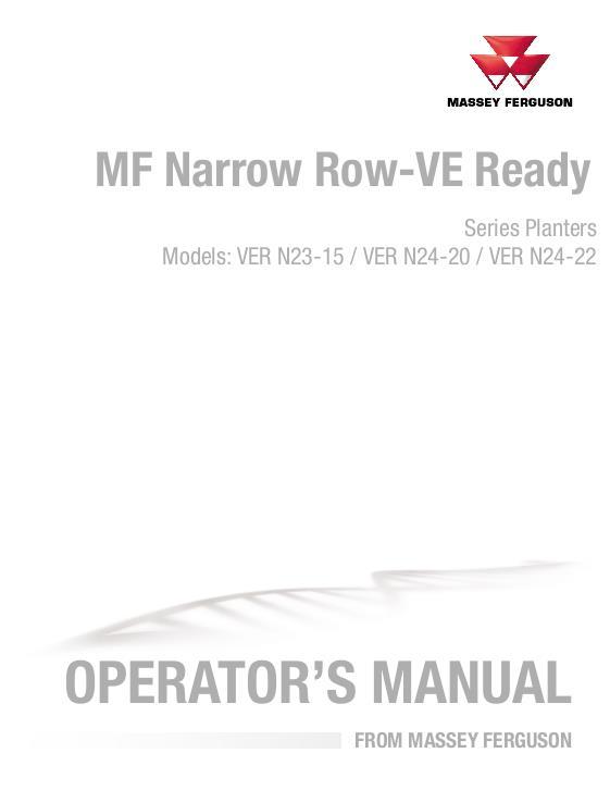 AGCO VER N23-15 N24-20 N24-22 Planter Operator Manual ACX3541630 English