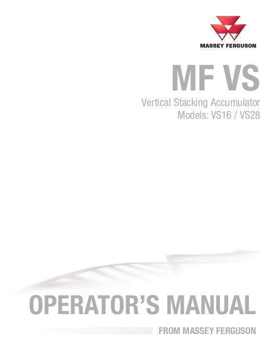 AGCO VS16 VS28 Vertical Stacking Bale Accumulator Operator Manual 79037739A English
