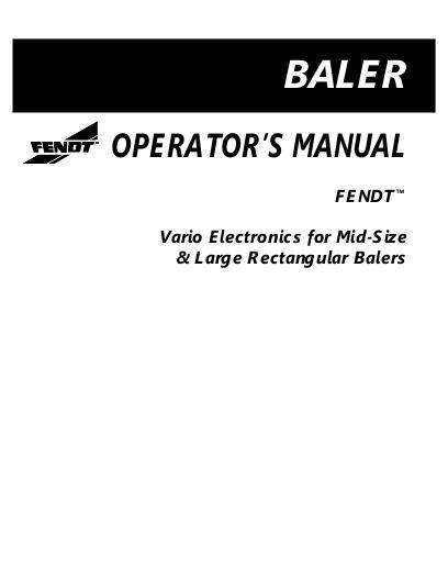 AGCO Vario Electronics for Mid-Size & Large Rectangular Balers Operator Manual 700722402A English