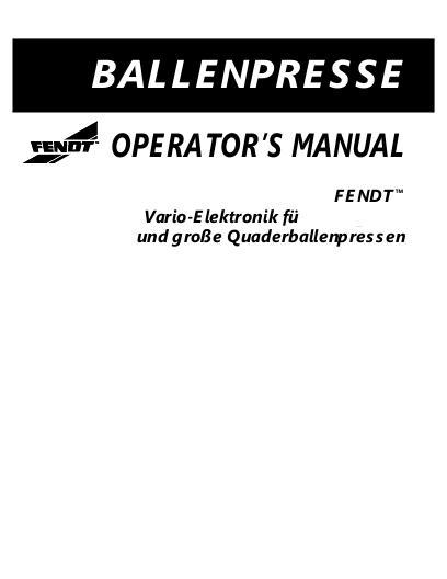 AGCO Vario Electronics for Mid-Size & Large Rectangular Balers Operator Manual 700722691A German