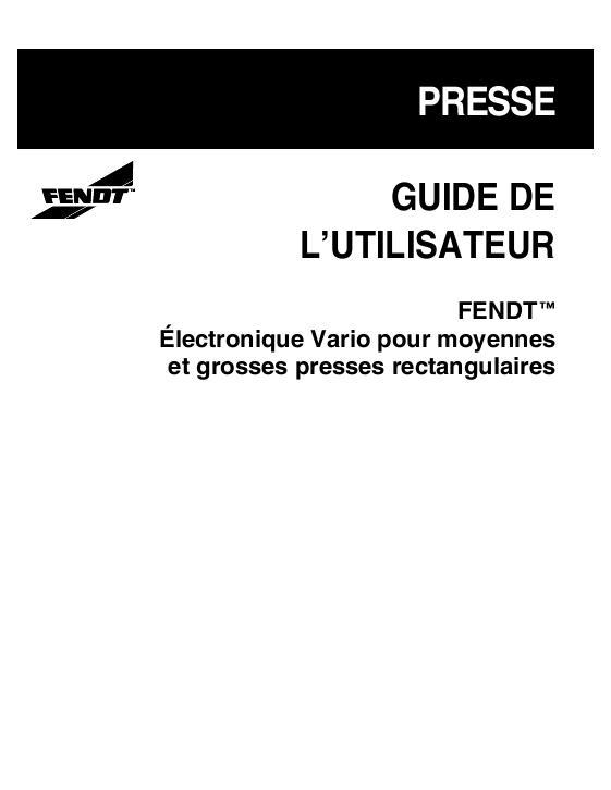 AGCO Vario Electronics for Mid-Size & Large Rectangular Balers Operator Manual 700731010A French