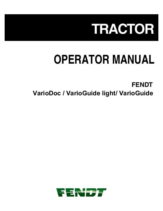 AGCO VarioDoc VarioGuide Light VarioGuide Operator Manual 72609707 English