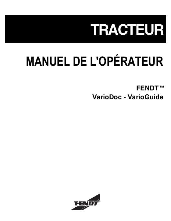 AGCO VarioDoc - VarioGuide Operator Manual 72494748 French