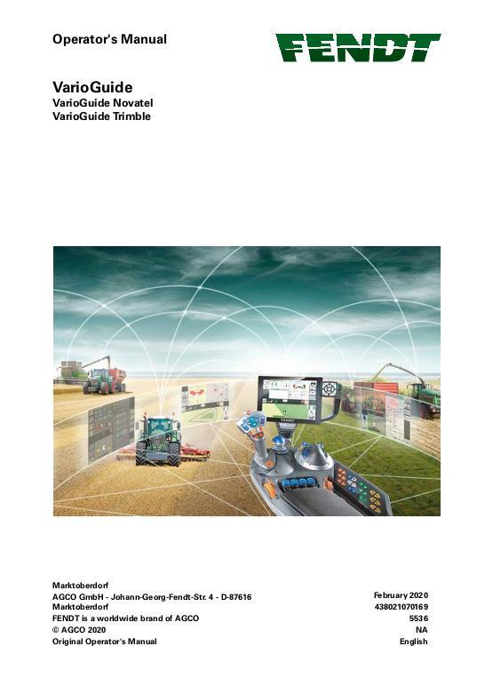 AGCO VarioGuide Vario Guide (NovAtel Trimble) Operator Manual 72660447 English