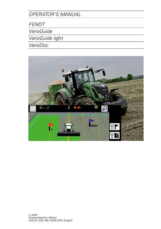 AGCO VarioGuide VarioGuide Light VarioDoc (com3b, S4, tier 4i, 4f) Operator Manual 72617349 English