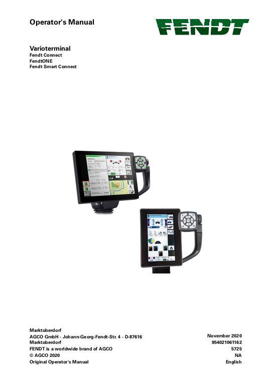 AGCO Varioterminal Vario Terminal (NT02 NT03) Operator Manual 72663870 English