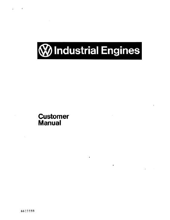 AGCO Volkswagen Industrial Engine (126A 4 cyl gas, air cooled) Operator Manual 6619888 English