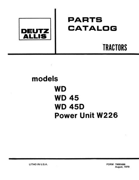AGCO WD WD45 Tractor (all) Parts Book 79005698 English