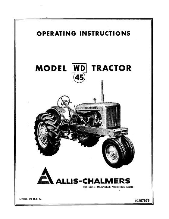 AGCO WD45 Tractor (gas) Operator Manual 70257975 English