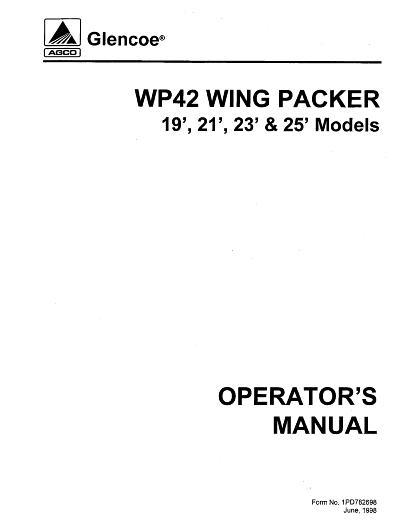 AGCO WP42 Wing Packer (19 - 25 ft., 1998) Operator Manual 1PD782698 English