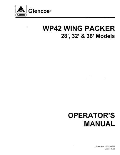 AGCO WP42 Wing Packer (28 - 36 ft., 1998) Operator Manual 1PD783698 English