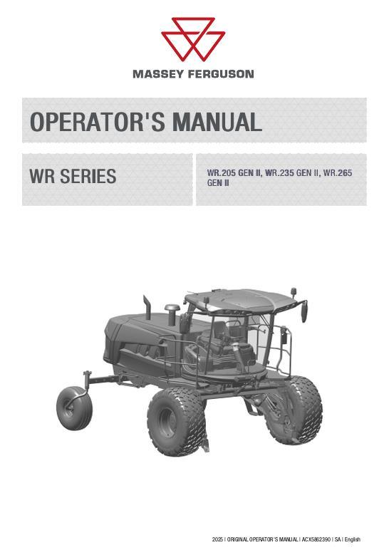 AGCO WR.235 GEN II Windrower Operator Manual ACX5862390 English