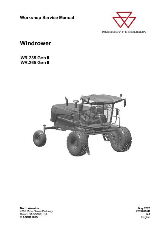 AGCO WR.235 Gen II WR.265 Gen II Windrower (packet) Service Manual 4283709M1 English