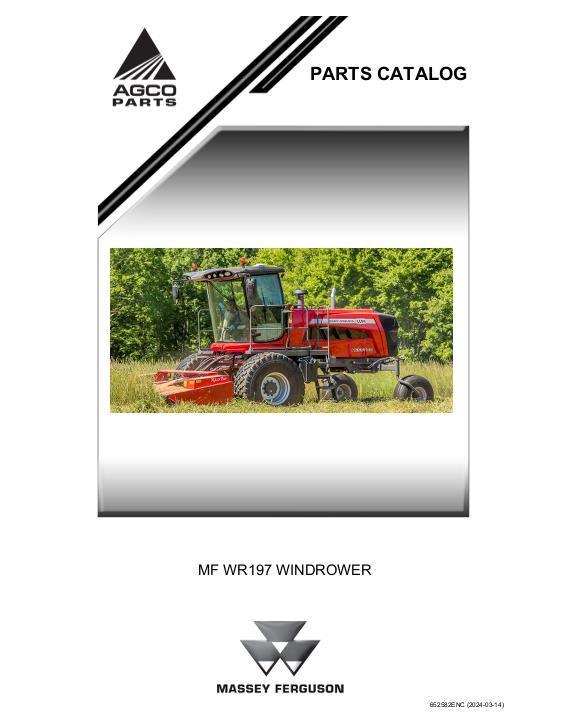 AGCO WR197 WINDROWER Parts Book 652582ENC English