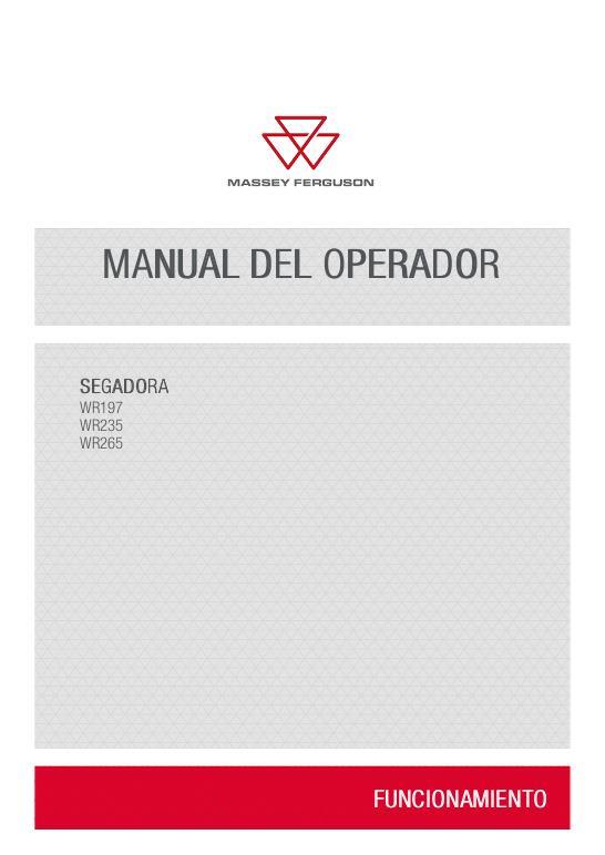 AGCO WR197 WR235 WR265 Windrower Operator Manual ACX330945B Spanish