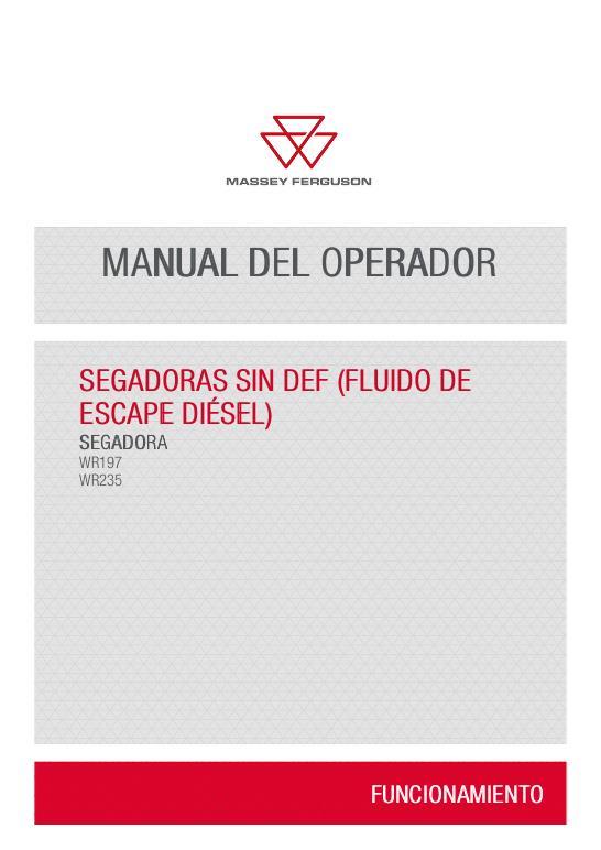 AGCO WR197 WR235 Windrower Operator Manual ACX330629B Spanish