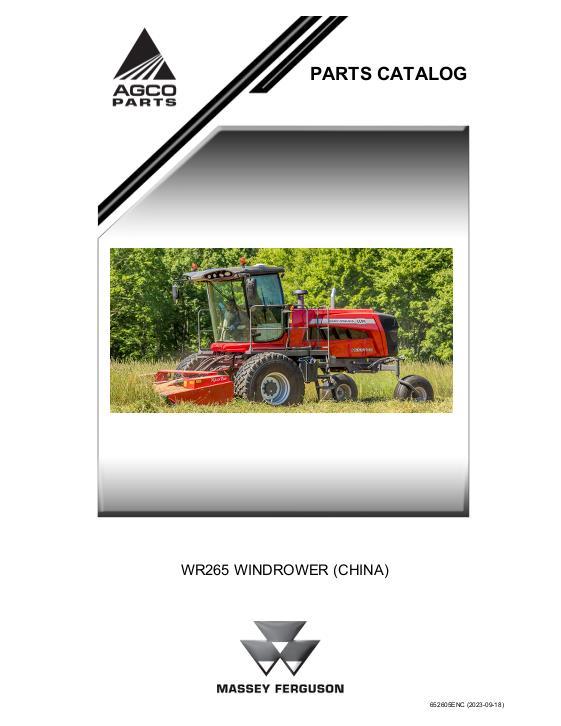 AGCO WR265 WINDROWER (CHINA) Parts Book 652605ENC English