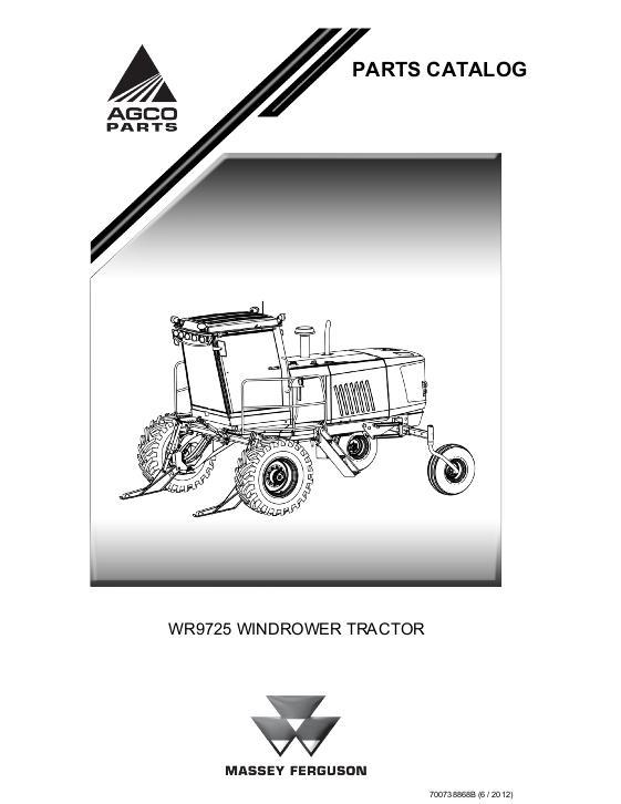 AGCO WR9725 Windrower Tractor Parts Book 700738868B English