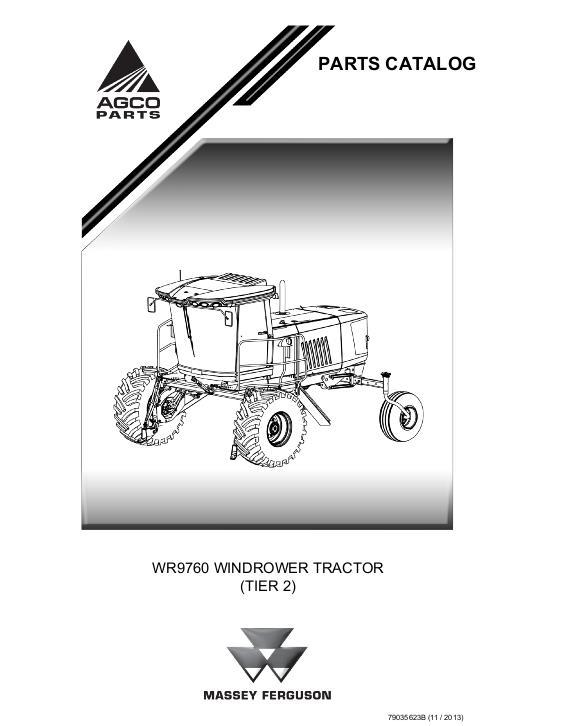 AGCO WR9760 Windrower Tractor (tier 2) Parts Book 79035623B English