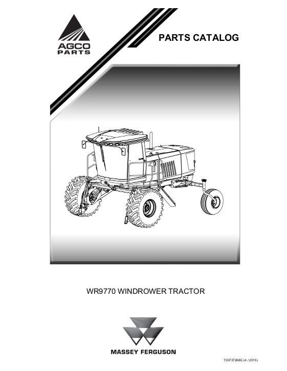 AGCO WR9770 Windrower Tractor Parts Book 700737266G English