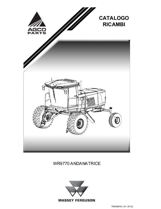 AGCO WR9770 Windrower Tractor Parts Book 79035691D Italian
