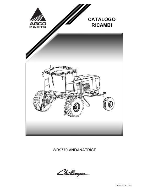 AGCO WR9770 Windrower Tractor Parts Book 79035701G Italian