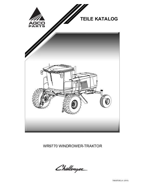 AGCO WR9770 Windrower Tractor Parts Book 79035703G German