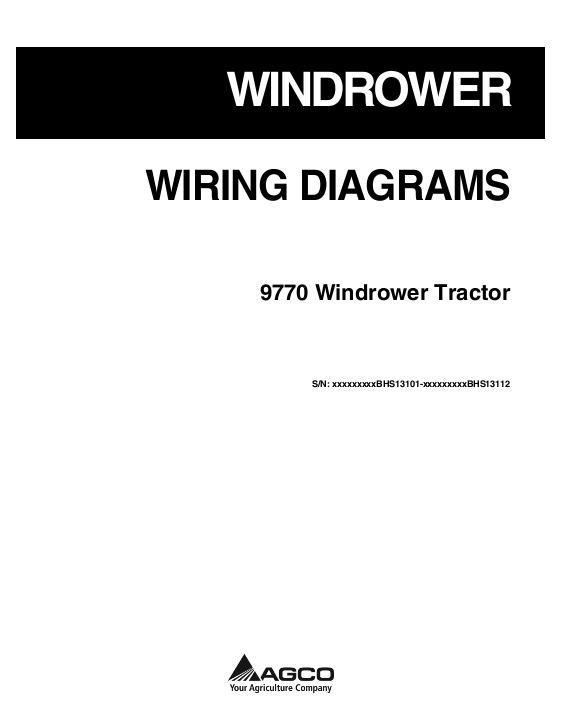 AGCO WR9770 Windrower (wiring diagrams, eff BHSxx101) Operator Manual 700737158B English