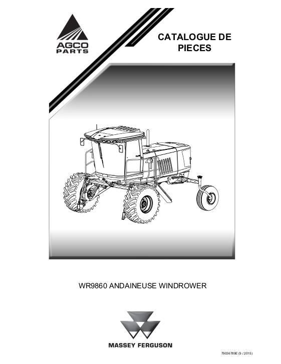 AGCO WR9860 Windrower Tractor Parts Book 79036789E French