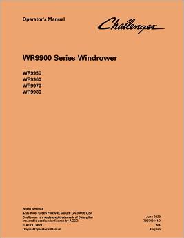 AGCO WR9950 WR9960 WR9970 WR9980 Windrower Operator Manual 700749141D English