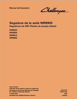 AGCO WR9950 WR9960 WR9970 WR9980 Windrower (not tier 4) Operator Manual 700753214B Spanish