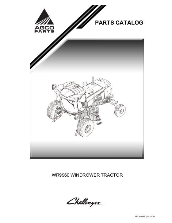 AGCO WR9960 Windrower Tractor Parts Book 652144NAB English